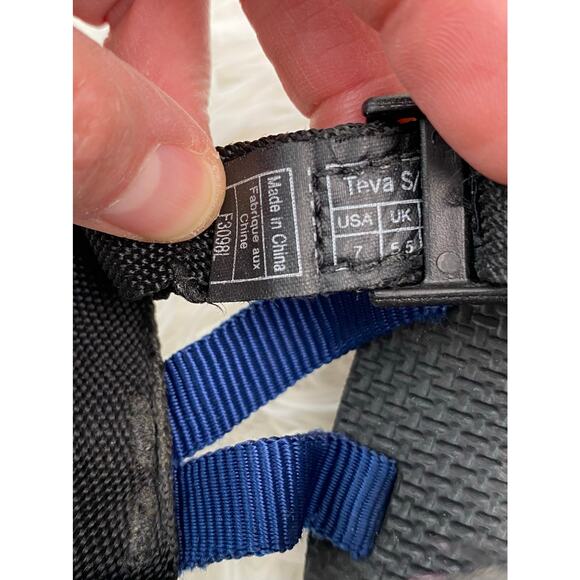 Teva Women's 7 Blue Black Strappy Slingback Sport Sandals - Picture 7 of 9